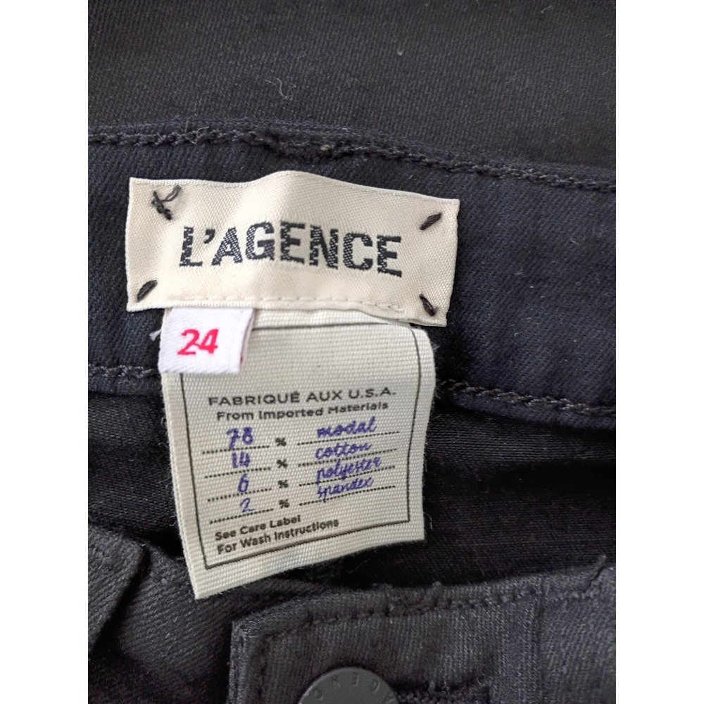 L AGENCE Margot High Rise Noir Black Coated Skinny Jeans Size 24x25 USA $275 - Picture 4 of 10